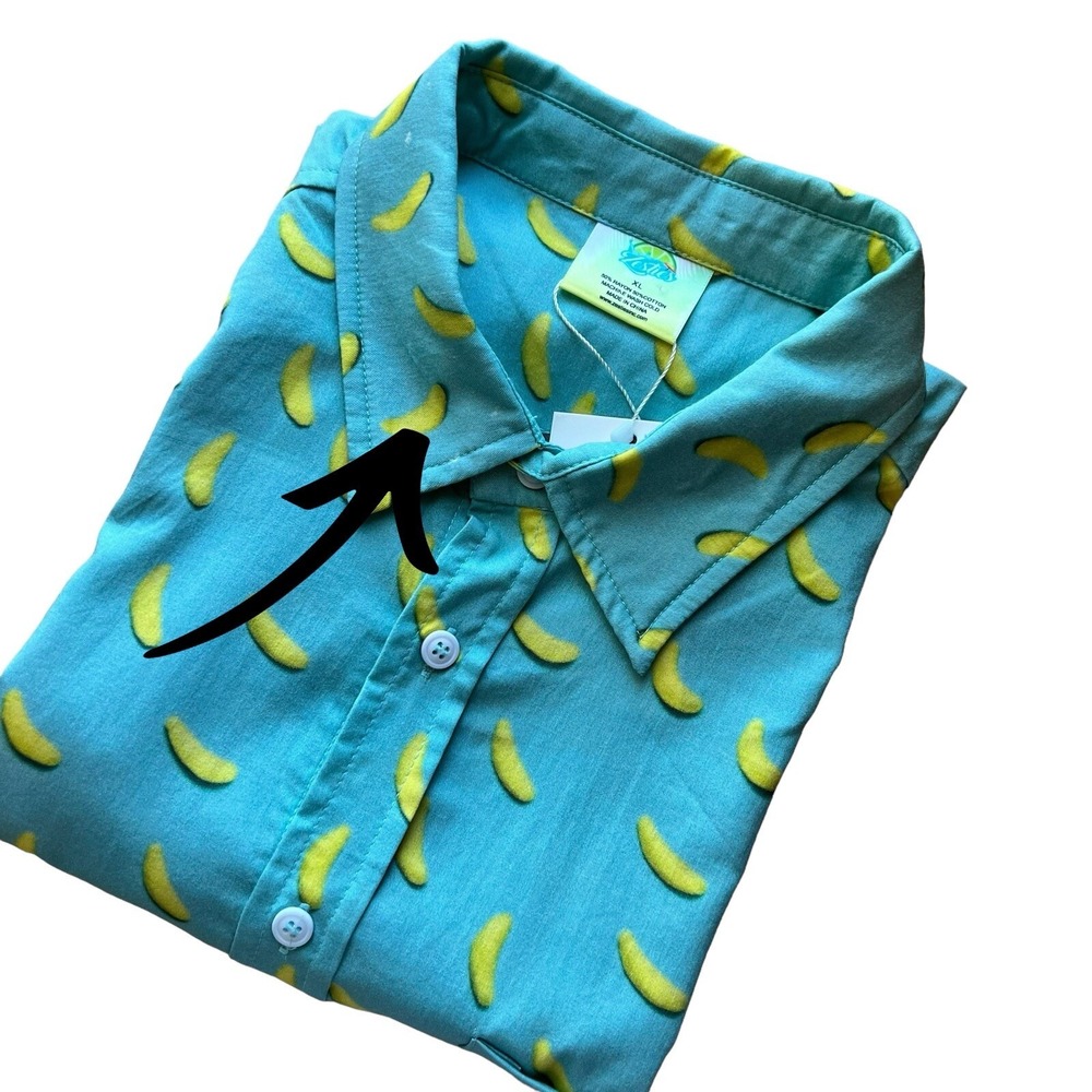 Zesties Retro 80s Style Lime Wedge Beach Shirt Button Short Sleeve Blue Size XL - Picture 6 of 9